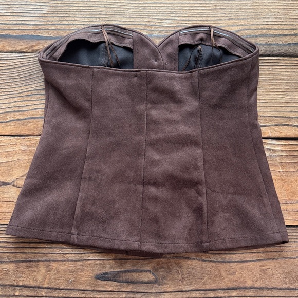 Sincerely Jules Brown Strapless Corset Top with Gold Buttons - Picture 3 of 5